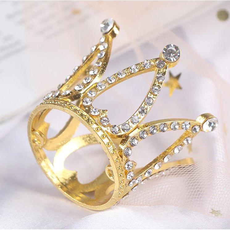 Mini Crown Princess Topper Crystal Pearl Tiara Children Hair Ornaments for Wedding Birthday Party Cake Decorating(1520L) - Image 5