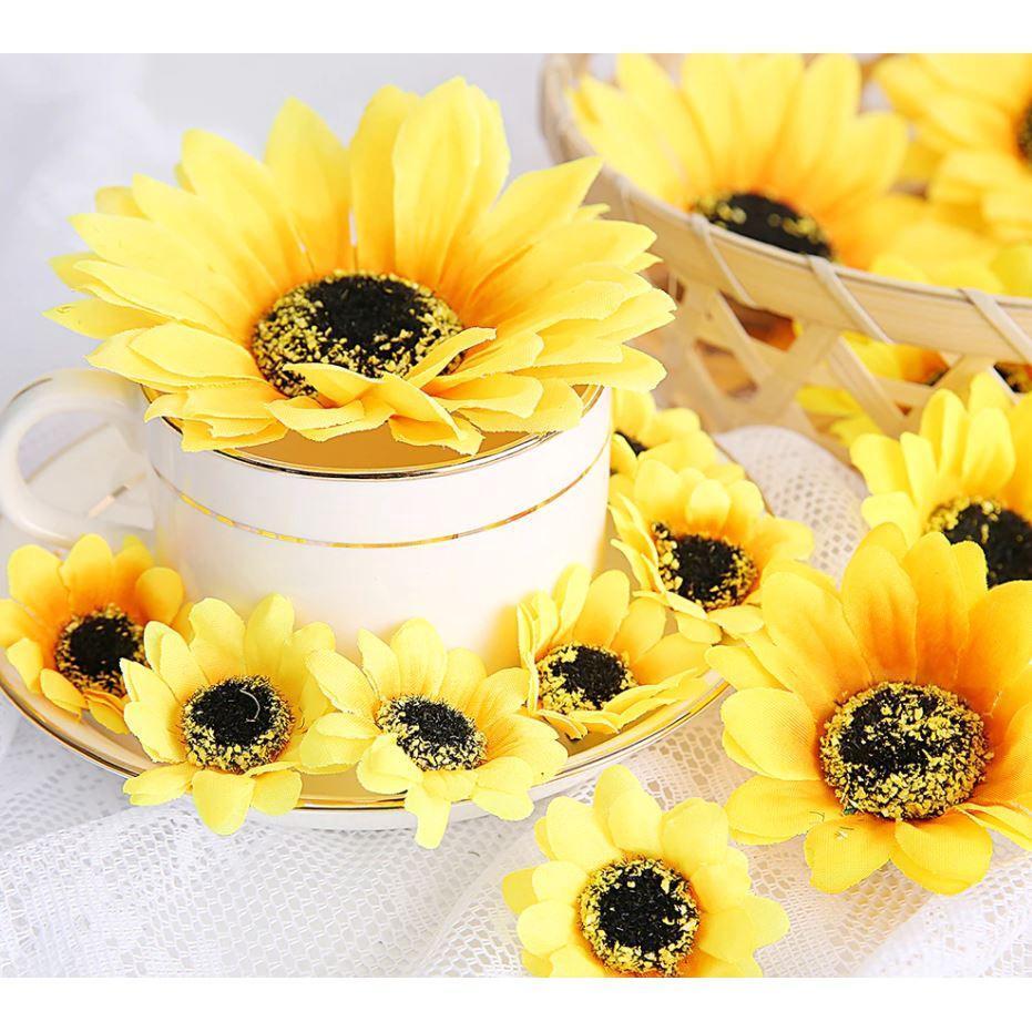 5pcs 6.5/7.5cm Large Silk Sunflower Artificial Flower Head For Wedding Box Decor Headmade Scrapbooking Access(1738L) - Image 3