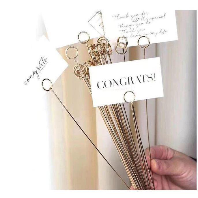 1pc art card holder metal postcard clip flower shop special card gold-plated flower for party decoration(1017L)