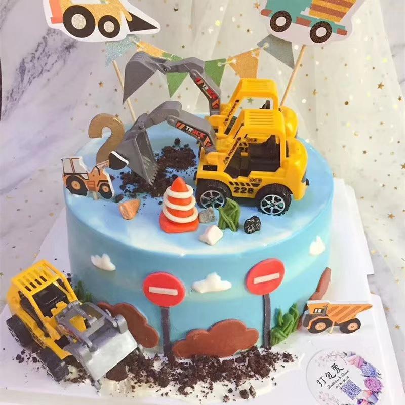 Excavator Cupcake Cake Topper Happy Birthday Cake Decor for Kids Birthday Party Decoration Child Gifts Toys(787L) - Image 5