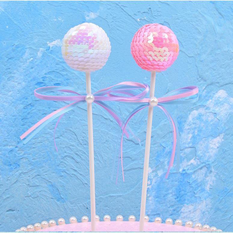1pc 22x4cm Romantic and beautiful sequins color BallButterfly for HappyBirthdayCakeTopperBirthdayCakeInsertCards (1422L) - Image 2