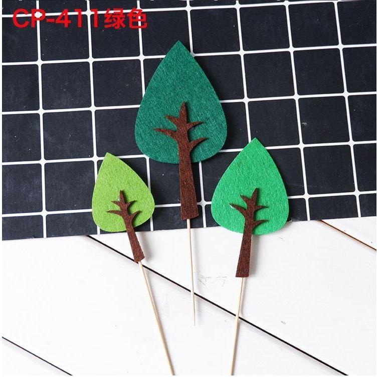 Cyuan Felt Green Trees Cake Toppers Woodland Jungle Party Happy Birthday ChildrenPartyBabyShowerBoyCakeDecoration(1145L) - Image 13