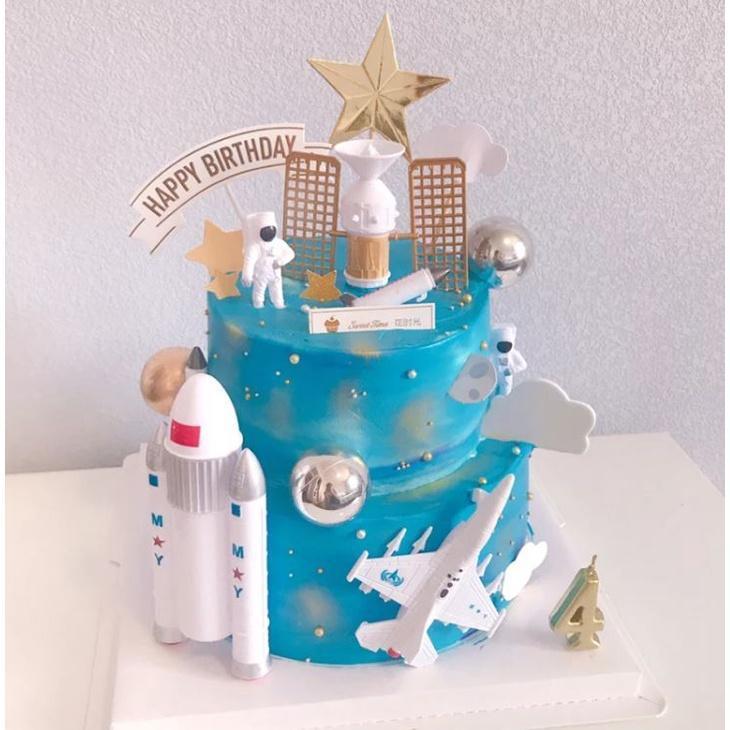 Astronaut Aeronautical Model Rocket Scene Space Shuttle Cake Decoration Moon Birthday Cake Topper Cake Decorating(977L) - Image 20