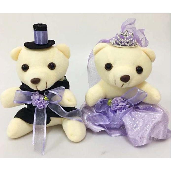 18cm Romantic Wedding Bear Couples Plush Toys Teddy Bear Doll 2pcs/pair Wedding Gift Bear Bride & Groom(1021L) - Image 14