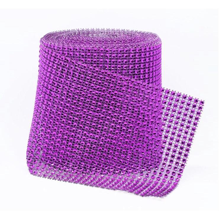 1yard Sparkling colorful Plated Diamond Mesh Wrap Crystal Rhinestone Ribbon Accessories (616L) - Image 18