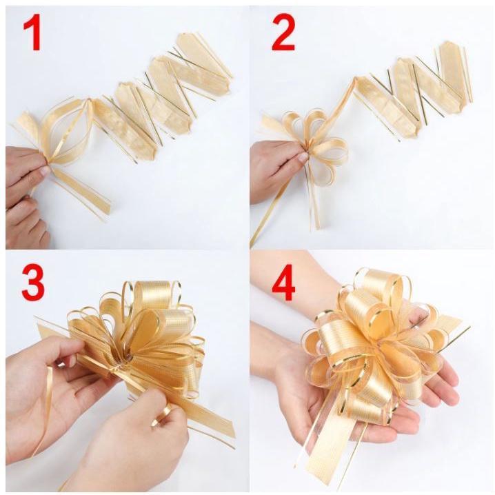 1pc Large Golden Pull Bow Tulle Ribbon Bows Wedding Party Cars Birthday Christmas Presents Gift Decoration(1872L) - Image 9