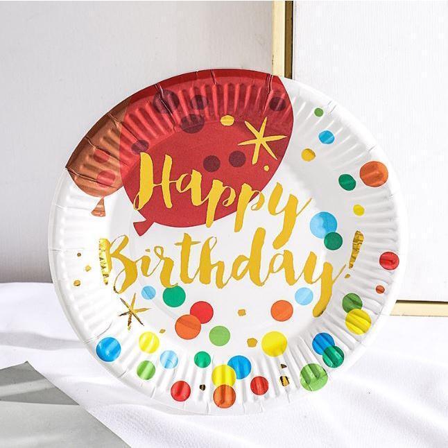 5pcs 18cm Party Paper Plate Happy Birthday Multicolor Disposable Plate Tableware Banquet Wedding Party Baby (1756L) - Image 13