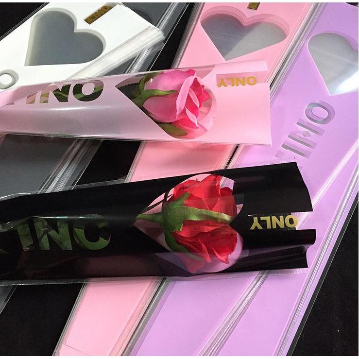10Pcs/lot Heart Wrapping Plastic Single Rose Flower Packaging Bag Party Decorations Rose Boxes Cases For Flowers(745L) - Image 2