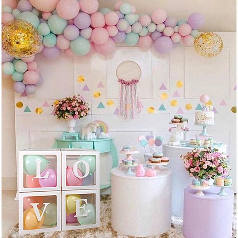 1set 4pcs balloon box DIY Transparent Box balloons decor BABY LOVE Blocks baby shower supplies wedding Party(549L)