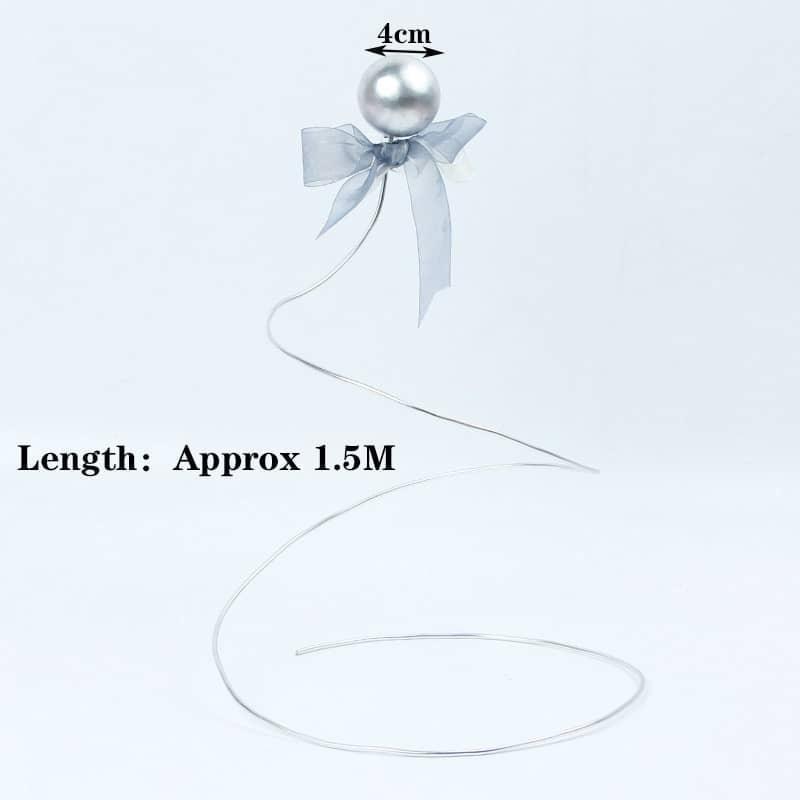 Golder Silver Ball Star Wire Iron Ring Circle Art Ribbon Cake Topper Birthday Decoration(1360L) - Image 8