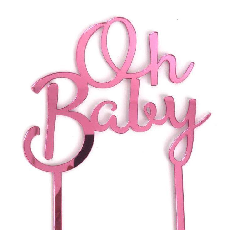 1pc 3 Color Acrylic Oh Baby Letter Cupcake Toppers Star Love Cake Topper for Party Cake Decoration Dessert (406L) - Image 4