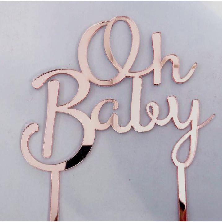 1pc 3 Color Acrylic Oh Baby Letter Cupcake Toppers Star Love Cake Topper for Party Cake Decoration Dessert (406L) - Image 5