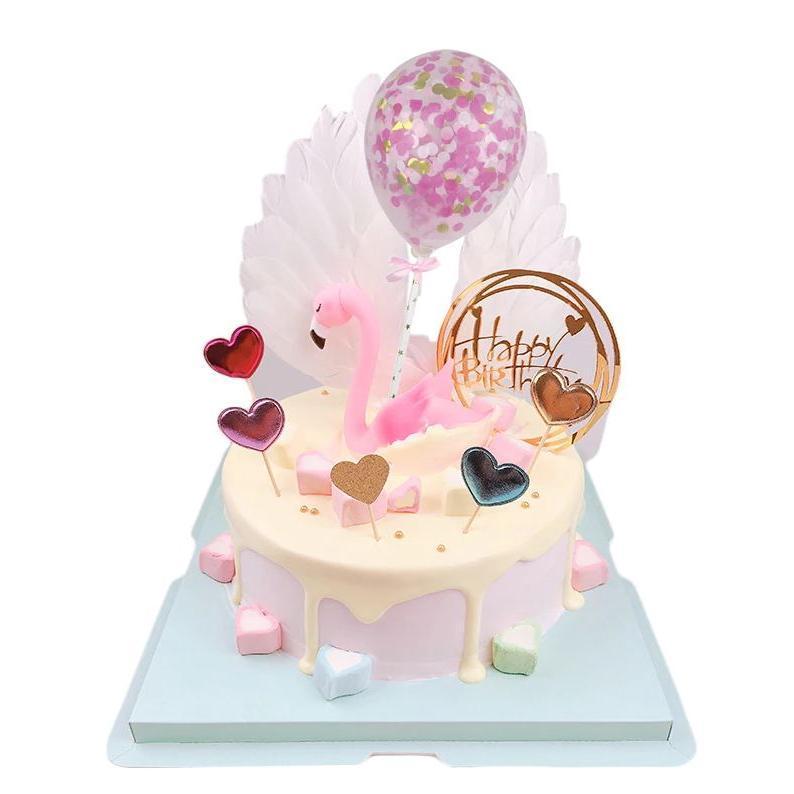 5inch confetti balloon Cake Topper Happy Birthday Cupcake Topper For Baby Shower with Paper Straw Ribbon 插牌摆件插旗 (395L)