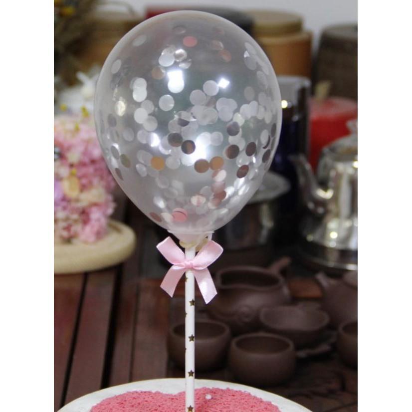 5inch confetti balloon Cake Topper Happy Birthday Cupcake Topper For Baby Shower with Paper Straw Ribbon 插牌摆件插旗 (395L) - Image 10