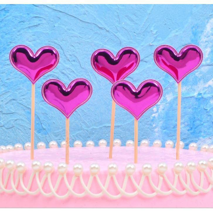 5PCS Pink Pearl Polished Crown Cake Topper with Toothpick Cake Decoration for Wedding Birthday Party Gift(1443L) - Image 11