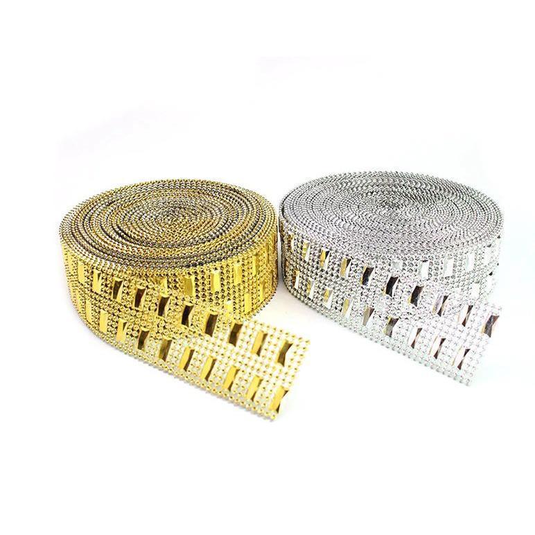 1yard/pack Bling Diamond Mesh Roll Sparkle Acrylic Party Birthday Wedding Table Cake Rhinestone Wrap 塑料仿钻线排钻 (621L) - Image 5