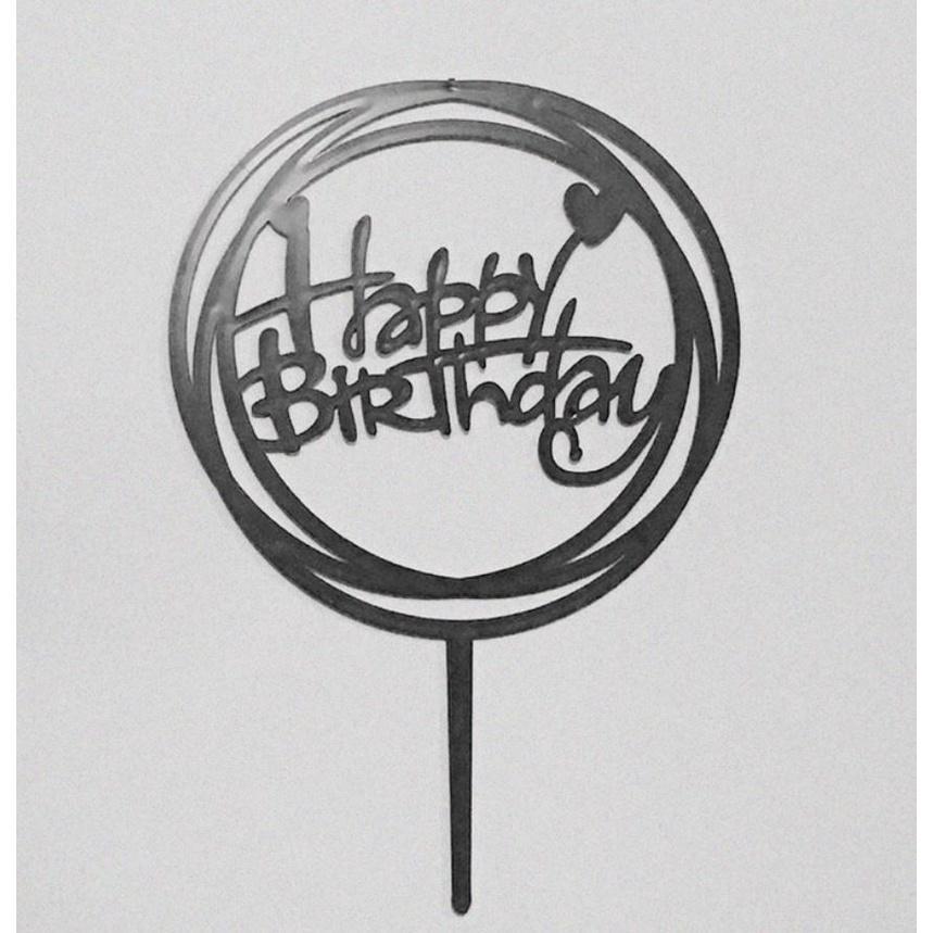 Happy Birthday Cake Topper Supplies Acrylic Baking cake Insert Decor Cupcake Birthday Party(756L) - Image 8