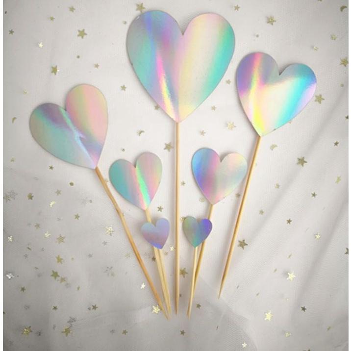 7pcs Lasers Heart Star Cupcake Toppers Birthday Cake Topper Decorating Picks Kids Wedding Party Decor(995L) - Image 7