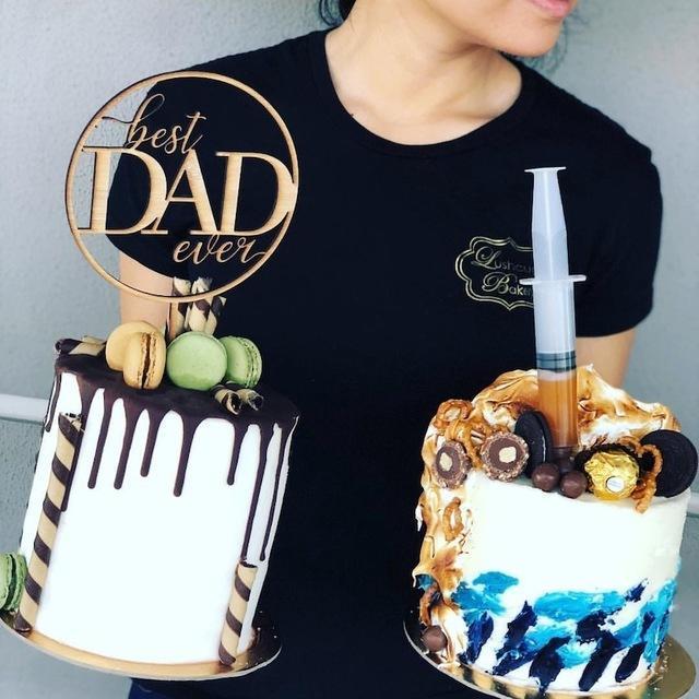 1pc Gold Happy Father's Day Cake Topper Gillter Best Day Cake Flag for Family Birthday Fathers Party Baking (540L) - Image 2