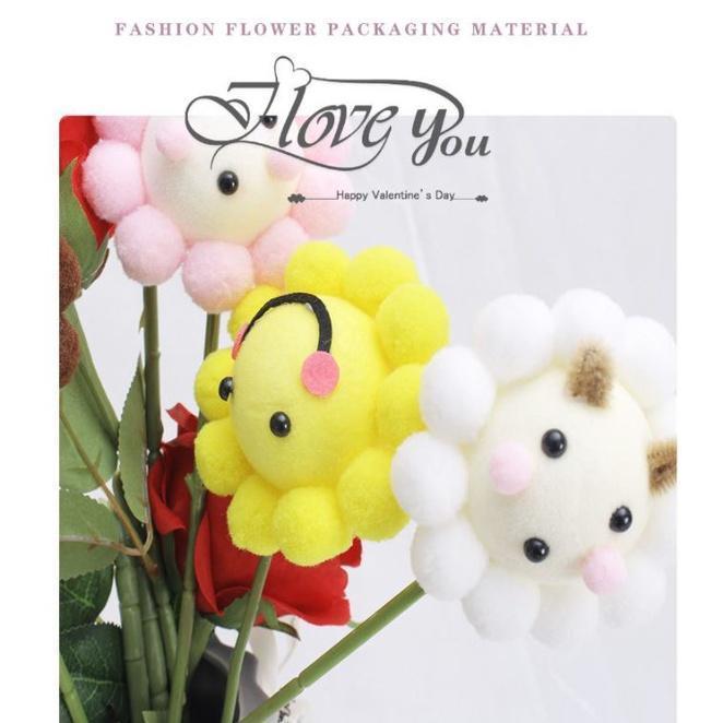 1pc Sunflower Lion Pleasant Goat Cartoon Bouquet Packaging Material Foam Radiant Floral Art Supplies Plush Toy(1618L) - Image 2