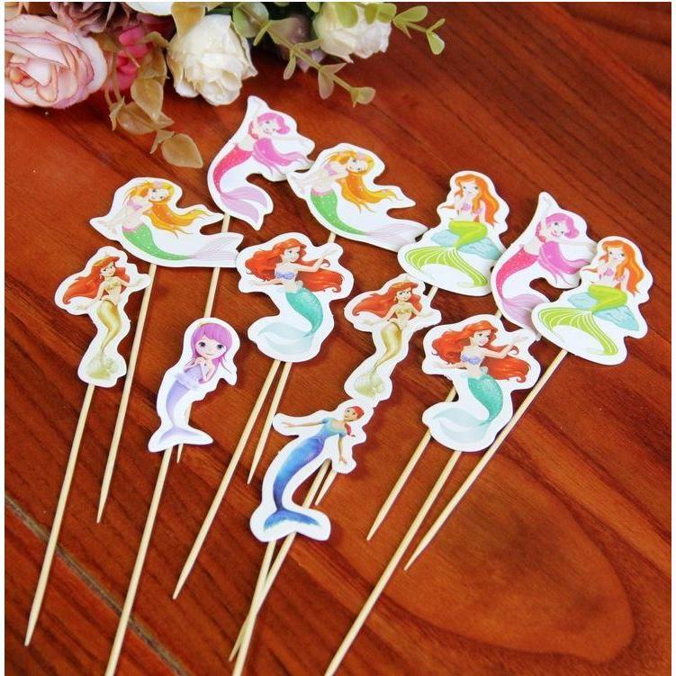 12pcs/set Doraemon Minions Princess Rabbit Mermaid cake topper kids children birthday party decorations (1129L) - Image 9