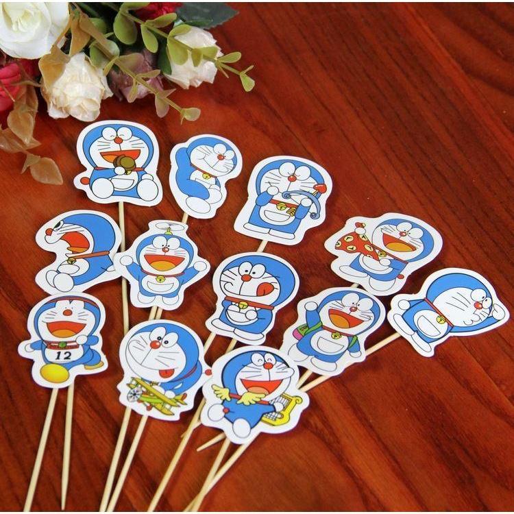 12pcs/set Doraemon Minions Princess Rabbit Mermaid cake topper kids children birthday party decorations (1129L) - Image 13