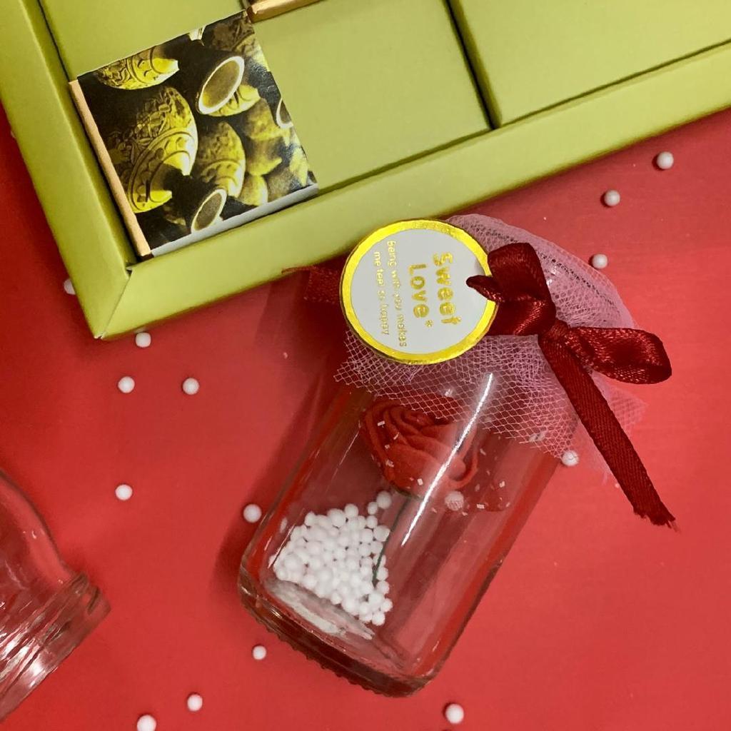 Mini Red Flower Clear Gift Glass Bottles Vials Jars Containers DIY (680L)