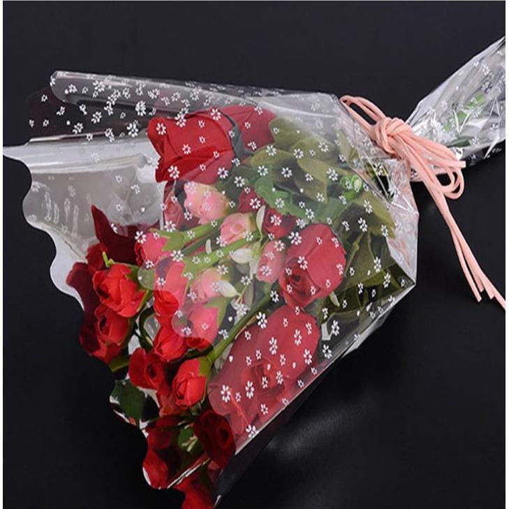 100pcs Flower Wrapping Paper Silver Single Branch Bag OPP Waterproof Cellophane Fresh Bouquet (562L) - Image 2