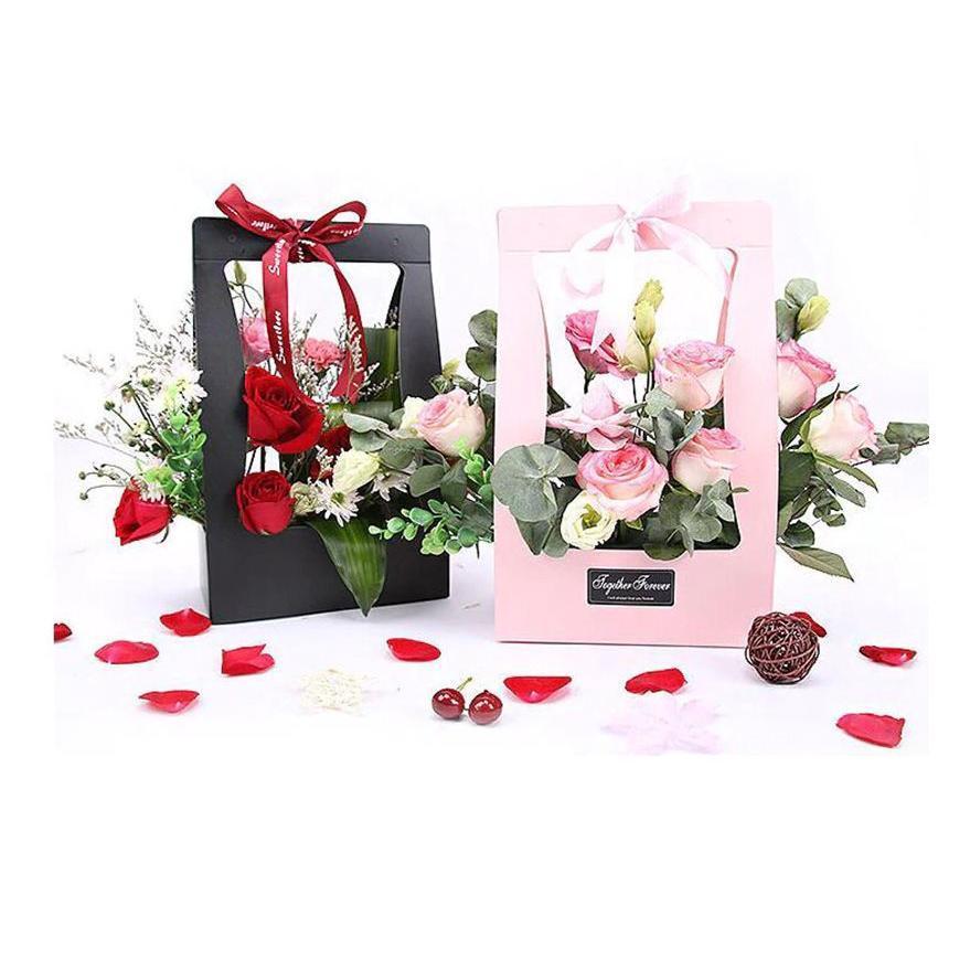 22x11.5x35cm Portable Flower Box Packaging Flower Basket Gifts Folding Paper Box Florist (550L) - Image 2