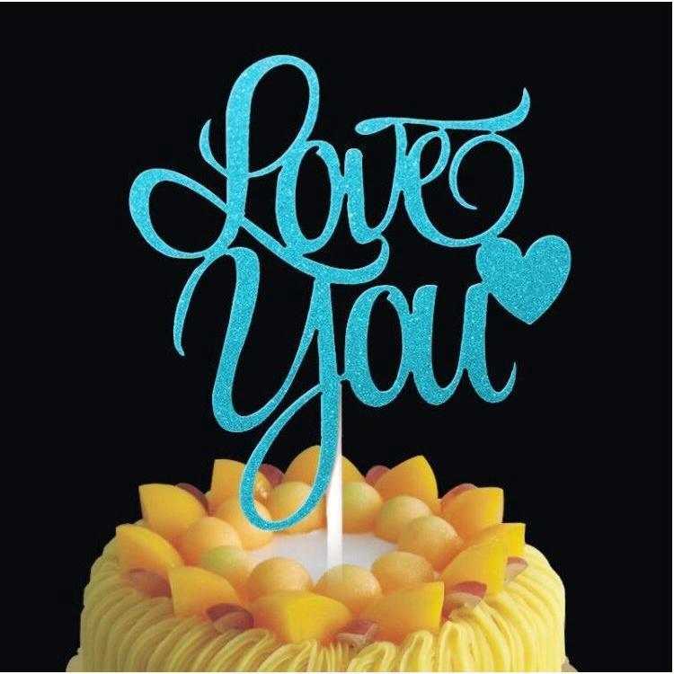 Happy Birthday Love You Glitter Calligraphy Bling Sparkle Decoration Sign Happy Birthday Cake TopperBirthdayDecor(1142L) - Image 4