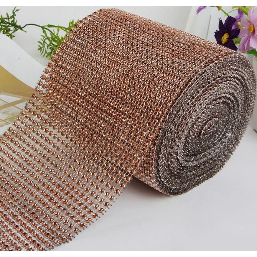 New 1yard Colorful Plastic Diamond Rhinestone Mesh Ribbon Roll Sparking Wedding Ornament 24 Rows Decorative(910L) - Image 13