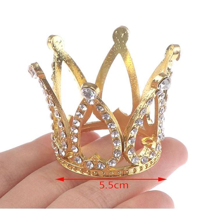 Mini Crown Princess Topper Crystal Pearl Tiara Children Hair Ornaments for Wedding Birthday Party Cake Decorating(1520L) - Image 7