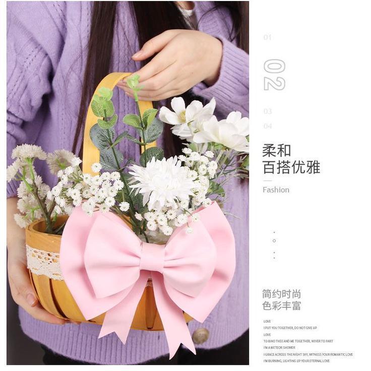 1Pcs Big Size Pink Ribbon Bow Cake Decoration Satin Ribbon Bow Flower Gift Box Craft Decoration Handwork DIY(1854L) - Image 2