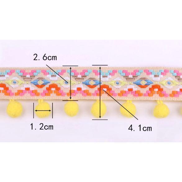 1yard Colored Ribbon Ball Fringed Lace Pompom Style Clothing Home Textile Lace Ribbon DIY Sewing Decor 民族风毛毛球花边(1919L) - Image 2