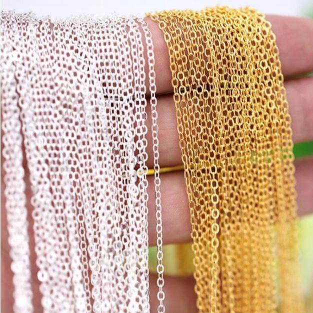 1M Flat Gold Silver 1.5mm Width Rolo Cable Chain Stainless Steel Gold Link Chain for Necklace Bracelet Making(1907L)