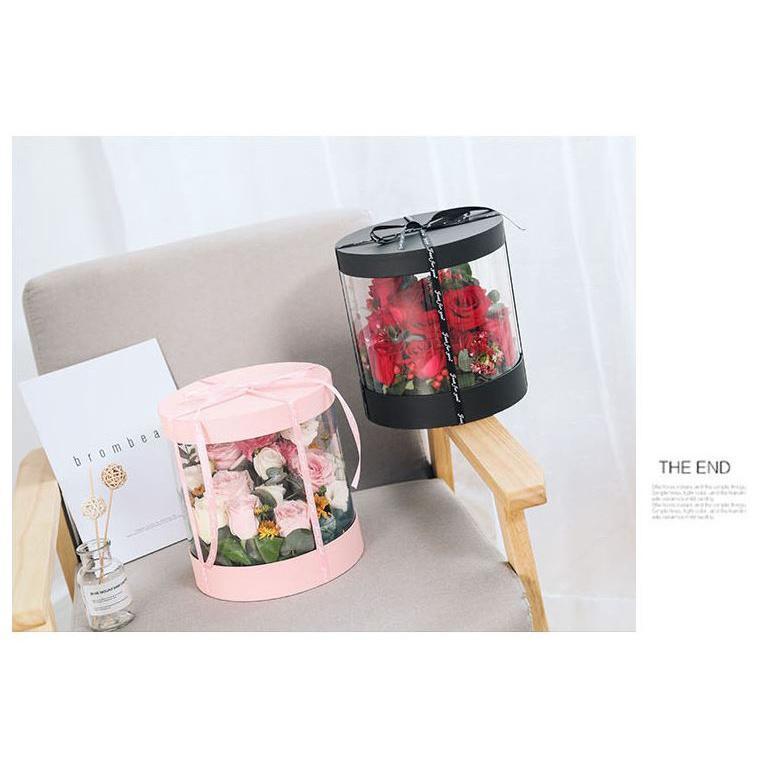 Korean Crystal Round Clear PVC Flower Boxes Wedding Birthday Gift Packaging Home Office Craft Dustproof (1114L) - Image 3