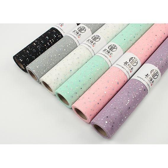 50cm x 1yard Sequins Lace Mesh Flowers Wrapping Paper GiftPackagingMaterials DIY Valentine's DayBouquetMaterials (1372L) - Image 6
