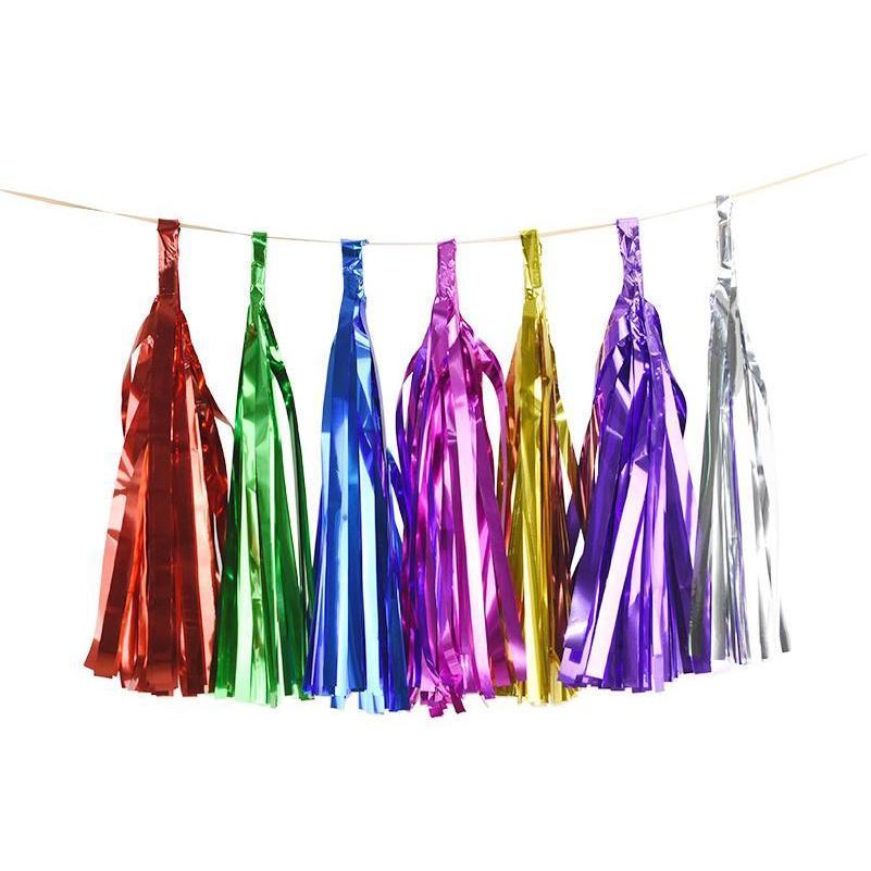 5pcs 14inch Gold Silver Tissue Paper Tassel Christmas Decoration Birthday Diy Hanging Garland Wedding EventParty (1445L)