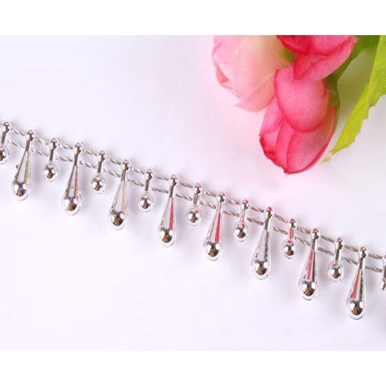 1yard 2cm Gold Silver Leaf Chain Plastic beads Ribbon For Cosplay Performance Sewing Accessories DIY Crafts 吊坠珠链(1550L) - Image 14