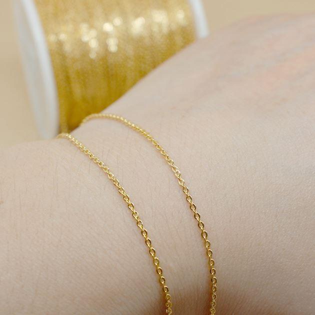 1M Flat Gold Silver 1.5mm Width Rolo Cable Chain Stainless Steel Gold Link Chain for Necklace Bracelet Making(1907L) - Image 3
