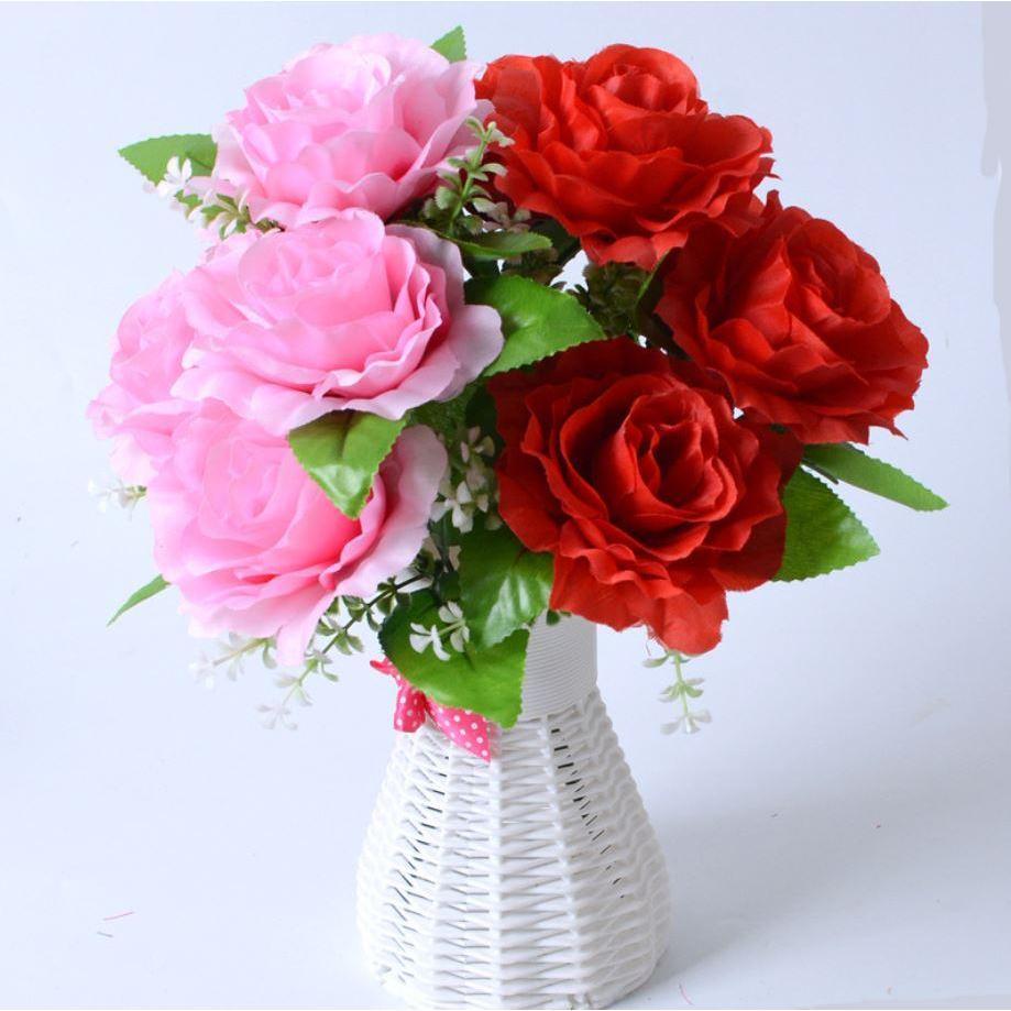 5 Head 1 Bunch Artificial Rose Silk art flower Bouquet For Wedding Party Household Flowers Wall (663L) - Image 2