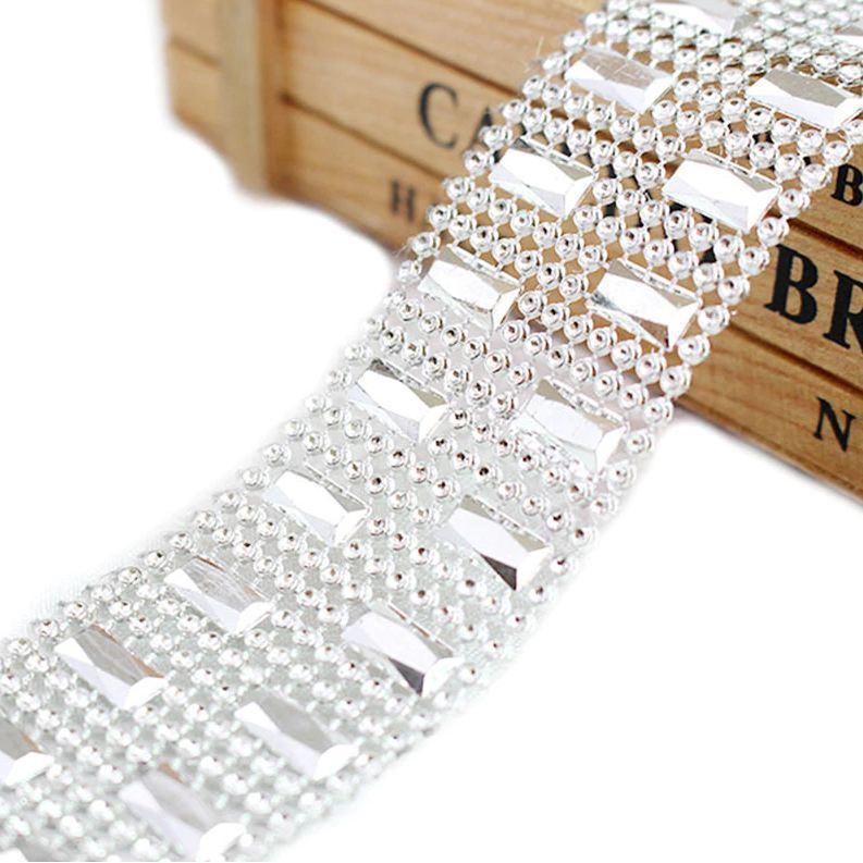 1yard/pack Bling Diamond Mesh Roll Sparkle Acrylic Party Birthday Wedding Table Cake Rhinestone Wrap 塑料仿钻线排钻 (621L) - Image 7