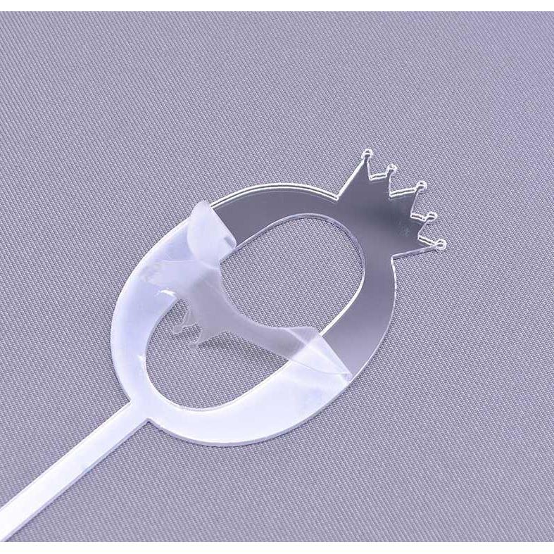 10.5cm Mirror Surface Cake Topper Acrylic Number 0-9 with Crown Kids Birthday Party Dessert Cake Decorating(993L) - Image 9