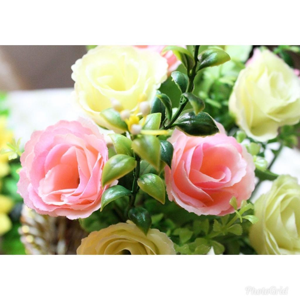 Artificial Flowers Silk Rose 10Heads/Bouquet Gypsophila DIY Family Wedding Decoration Hotel Store Dining Table (1415L) - Image 4