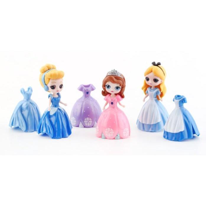 Disney Q Version Frozen Anime Figures Princess Change Clothes Dolls Dress Action Figures Kids Toys Cake6款换装公主艾莎白雪(1688L) - Image 2