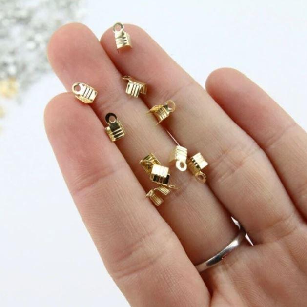 50Pcs 7x5mm Bracelet Necklace Cord End Clip Fold Silver Three-Wire Clasp Diy Jewelry Findings Crimp End Caps(1906L) - Image 2