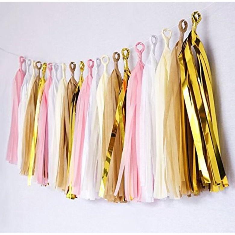 5pcs 14inch Gold Silver Tissue Paper Tassel Christmas Decoration Birthday Diy Hanging Garland Wedding EventParty (1445L) - Image 2