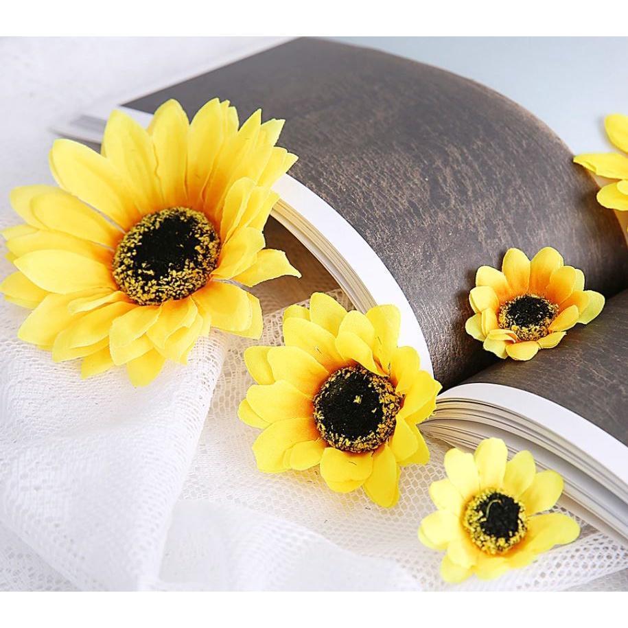 5pcs 6.5/7.5cm Large Silk Sunflower Artificial Flower Head For Wedding Box Decor Headmade Scrapbooking Access(1738L) - Image 2