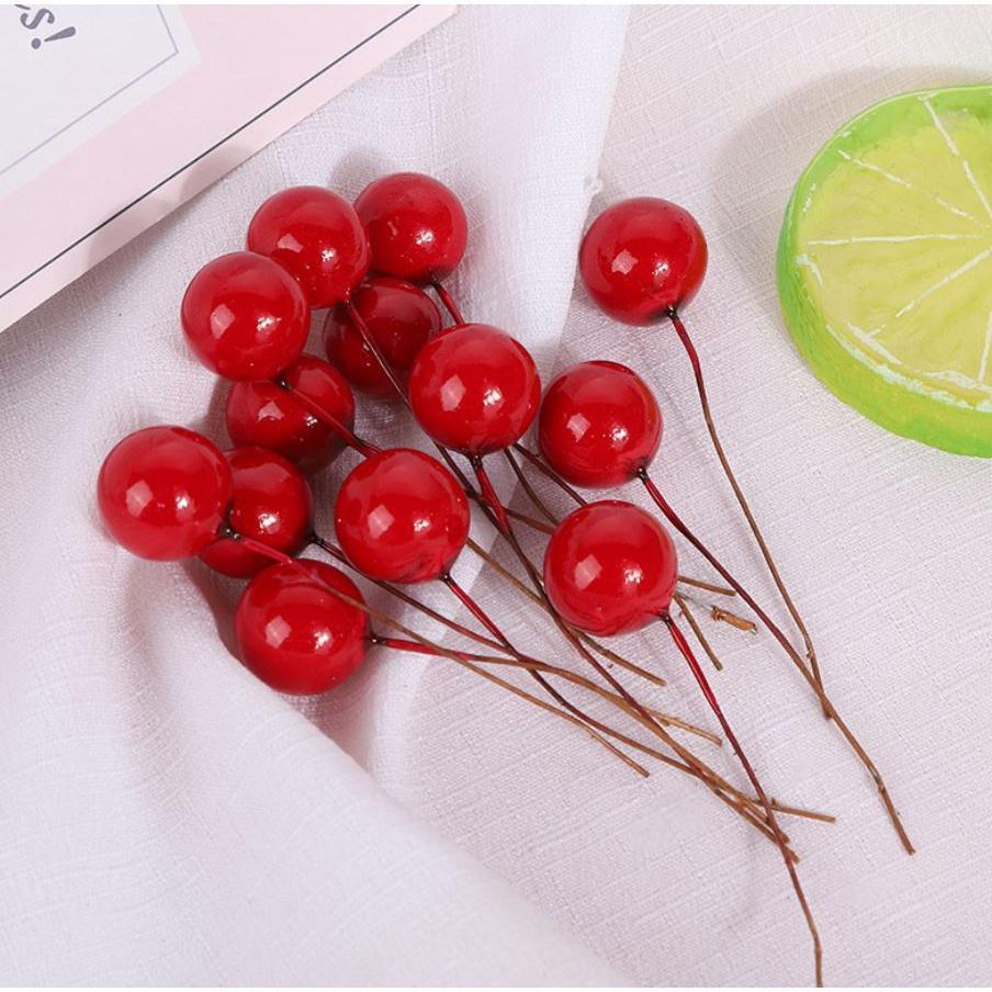 8/10/12/15/20mm Mini Fake Plastic Fruit Small Berries Artificial red cherry Stamen Pearlized Wedding Christmas樱桃小红(275L) - Image 12