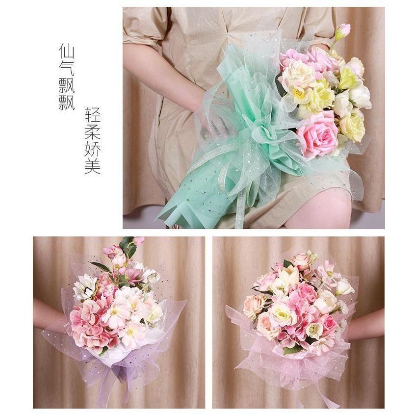 1 roll Sequins Lace Mesh Flowers Wrapping Paper Gift Packaging Materials DIY Valentine's Day bouquet Materials (1260L) - Image 4